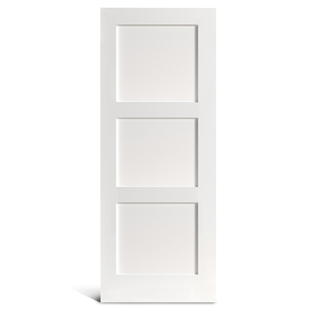 Cuadrado de 3 paneles planos con puerta Shaker vertical imprimada