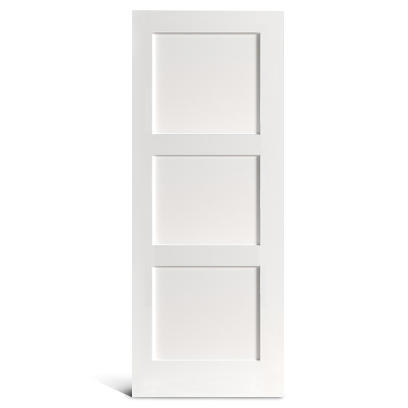 Cuadrado de 3 paneles planos con puerta Shaker vertical imprimada