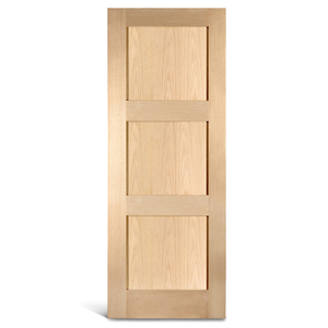 Puerta Shaker de roble de 3 paneles planos
