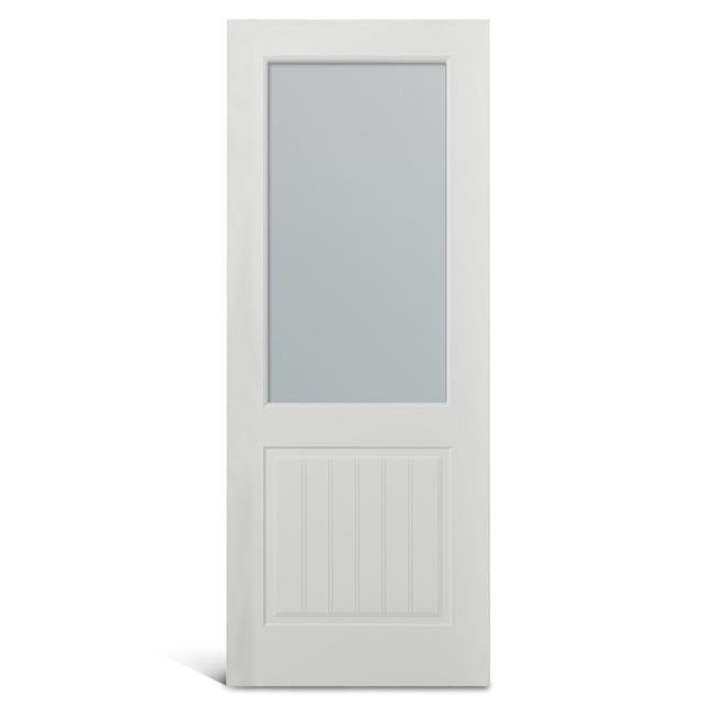 Puerta moldeada de PVC de vidrio superior cuadrado de 2 paneles