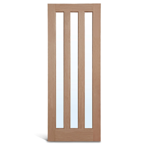 Puerta de panel de roble de vidrio de 3 paneles