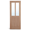 Cuadrado de 3 paneles planos con puerta vertical Shaker de roble de cristal