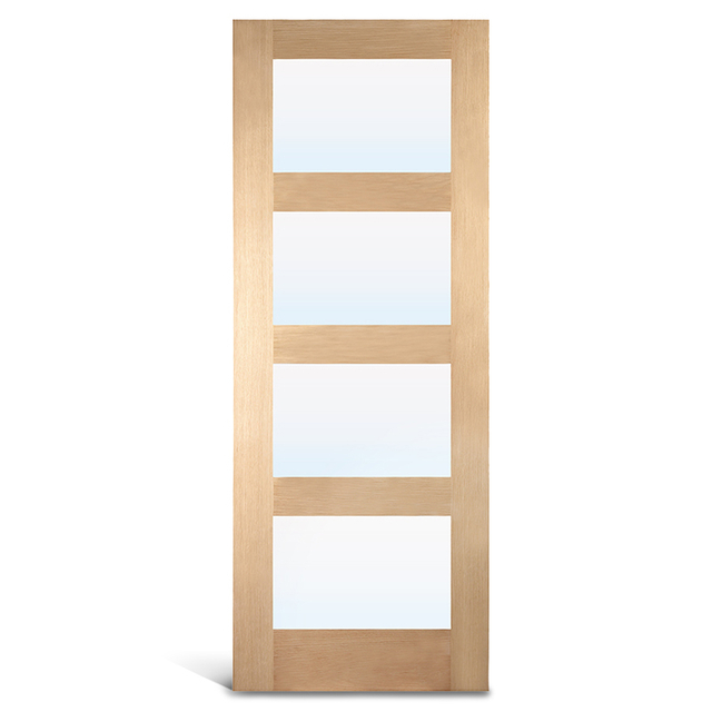 Puerta francesa de vidrio de roble de 4 Lite