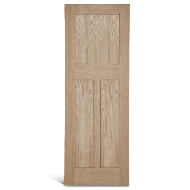 3 paneles planos verticales con puerta Shaker cuadrada de roble