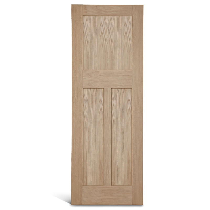 3 paneles planos verticales con puerta Shaker cuadrada de roble