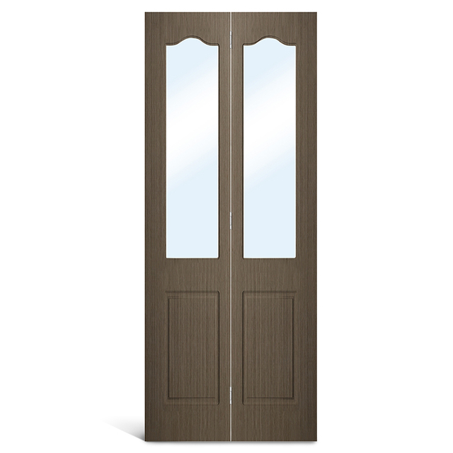 Armario interior con puerta plegable de PVC y vidrio con arco de 4 paneles