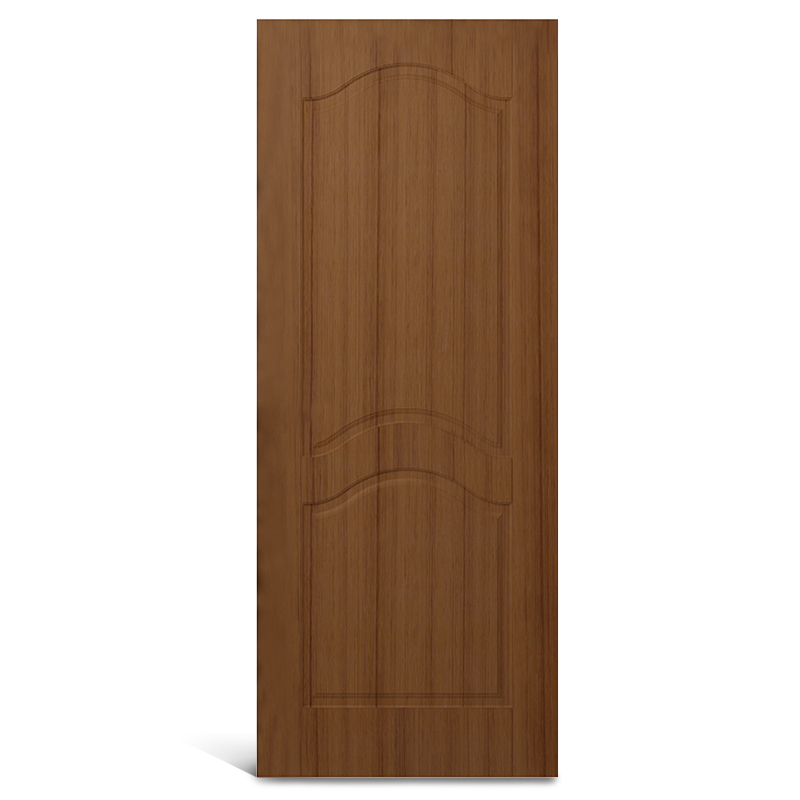Puerta moldeada de PVC de teca con arco superior de 2 paneles
