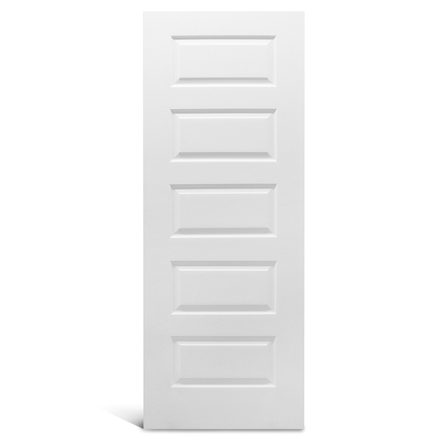 Construcción interior de puerta moldeada prepintada lisa de 5 paneles