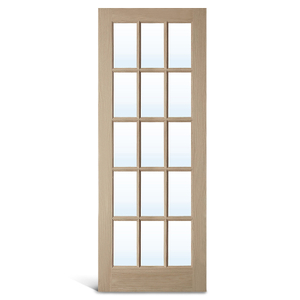 Puerta francesa de vidrio de roble de 15 Lite