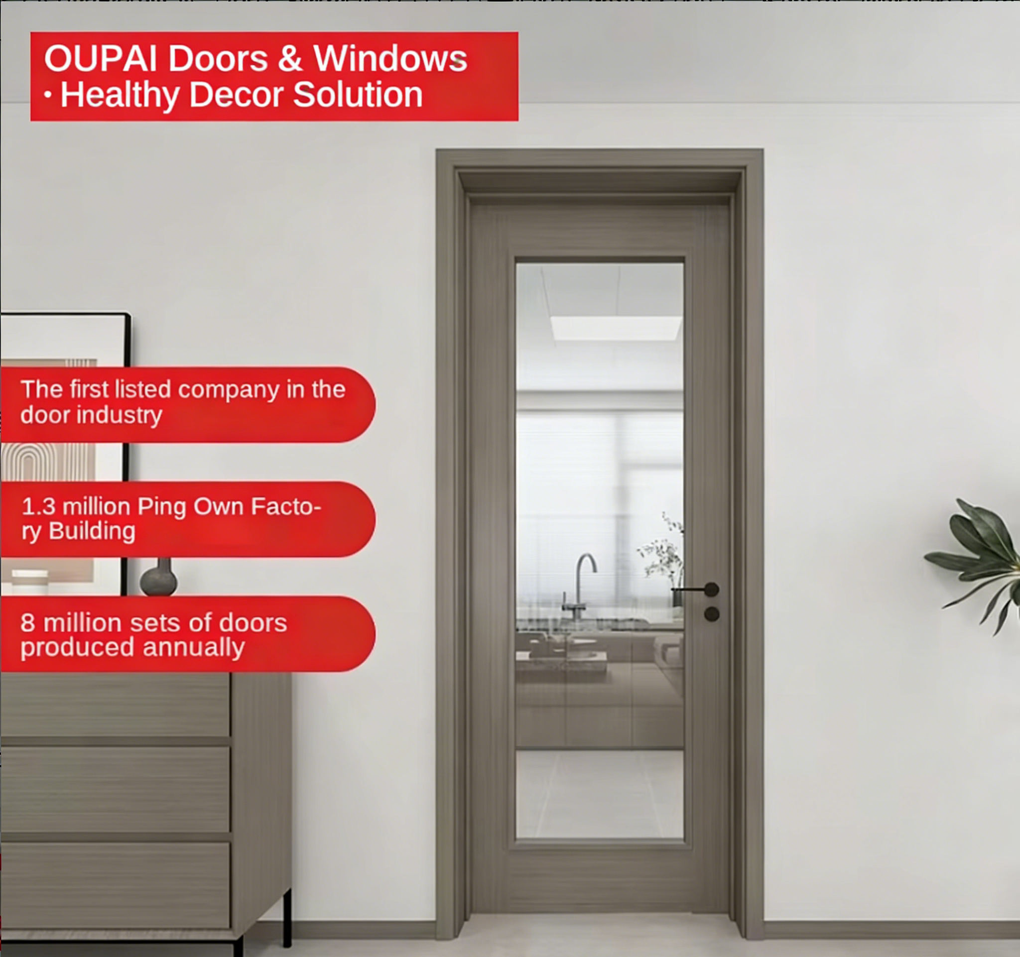 Certificado CE Saso de puerta impermeable de PVC WPC Oupai