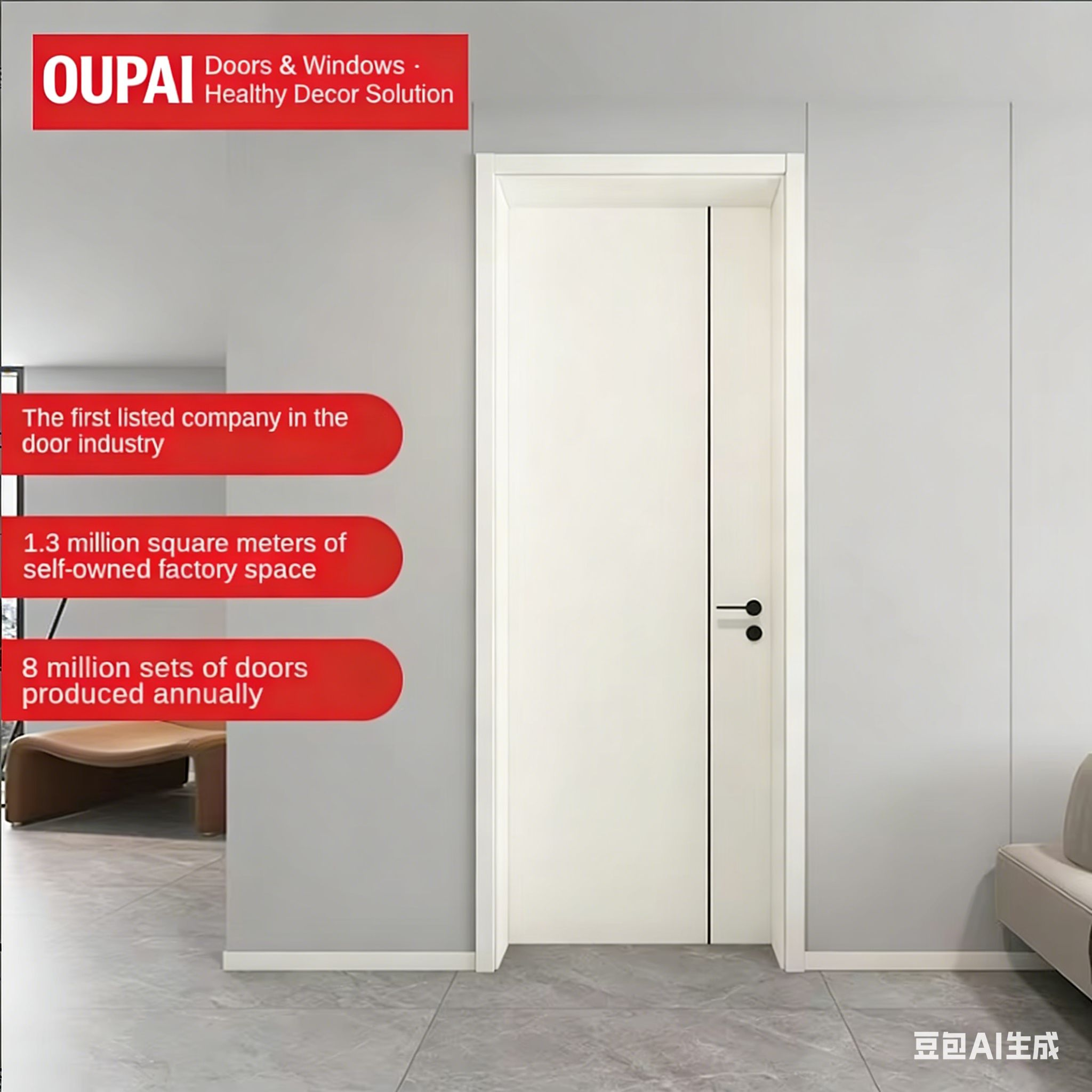 Certificado CE Saso de puerta impermeable de PVC WPC Oupai